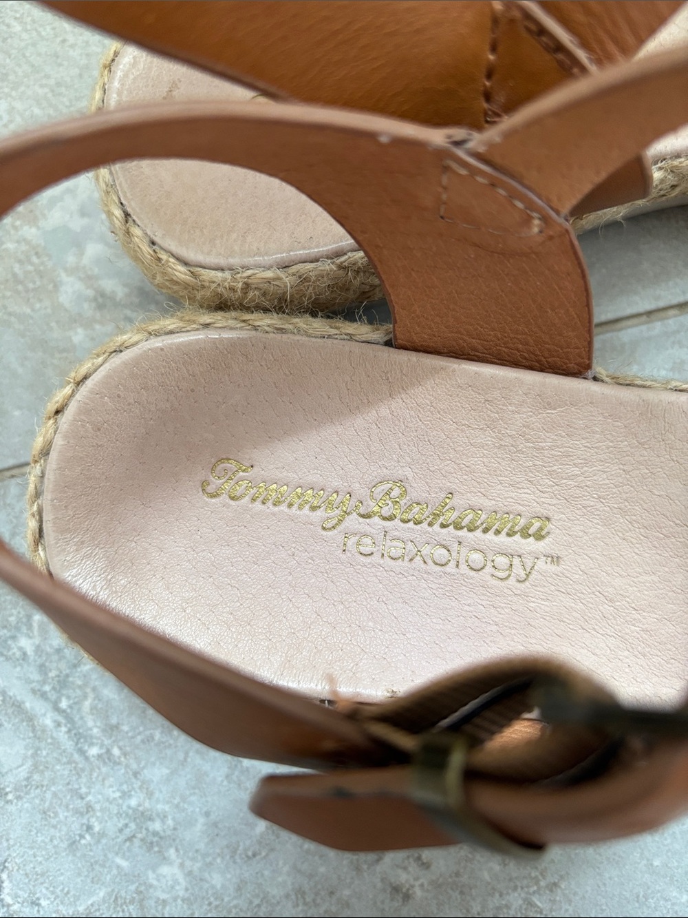 Tommy Bahama Women's Tan Leather Slingback Sandals - Casual Espadrille Style - Picture 2 of 6